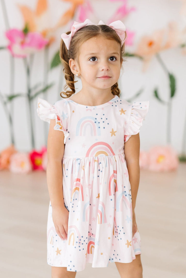 (V) Over the Rainbow Flutter Sleeve Twirl Dress-Mila & Rose ®