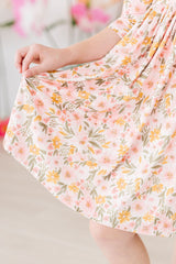 (V) Pretty Peachy 3/4 Sleeve Pocket Twirl Dress-Mila & Rose ®