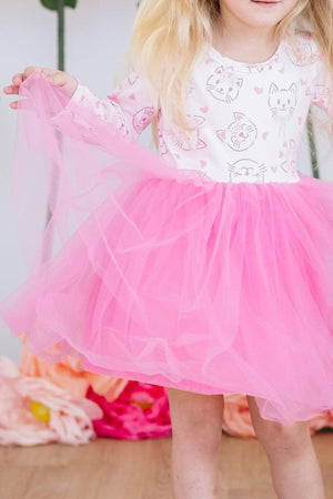 (V) Purr-fectly Pink L/S Tutu Dress-Mila & Rose ®