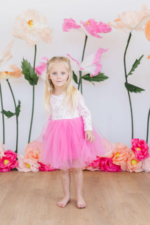 (V) Purr-fectly Pink L/S Tutu Dress-Mila & Rose ®