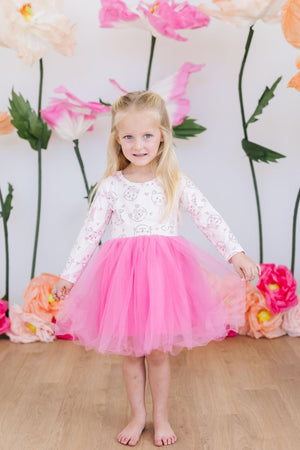 (V) Purr-fectly Pink L/S Tutu Dress-Mila & Rose ®