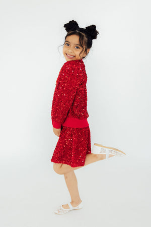 (V) Red Velvet Sequin Jacket-Mila & Rose ®