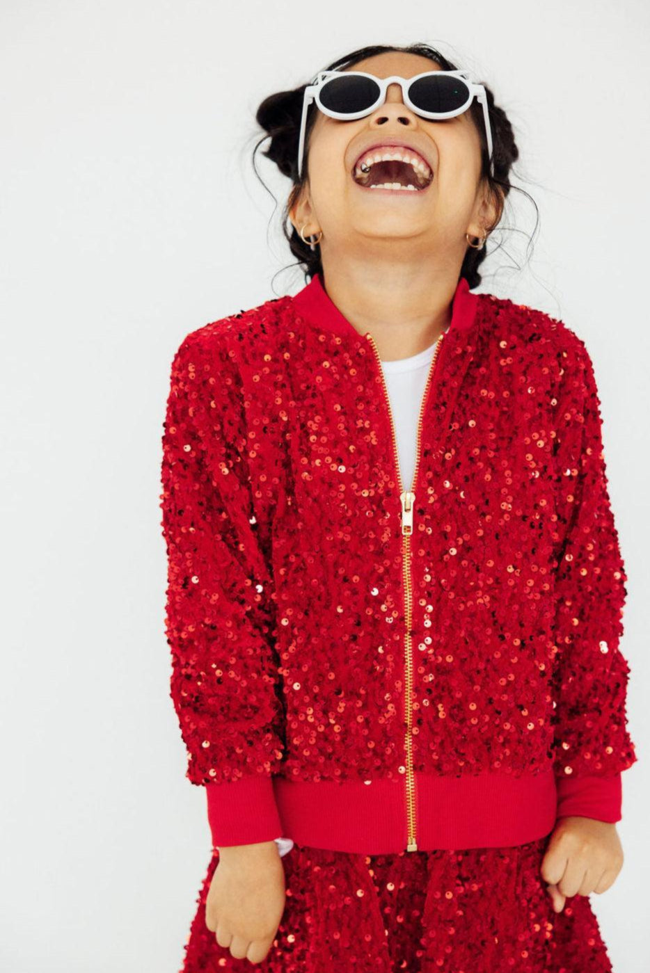 (V) Red Velvet Sequin Jacket-Mila & Rose ®