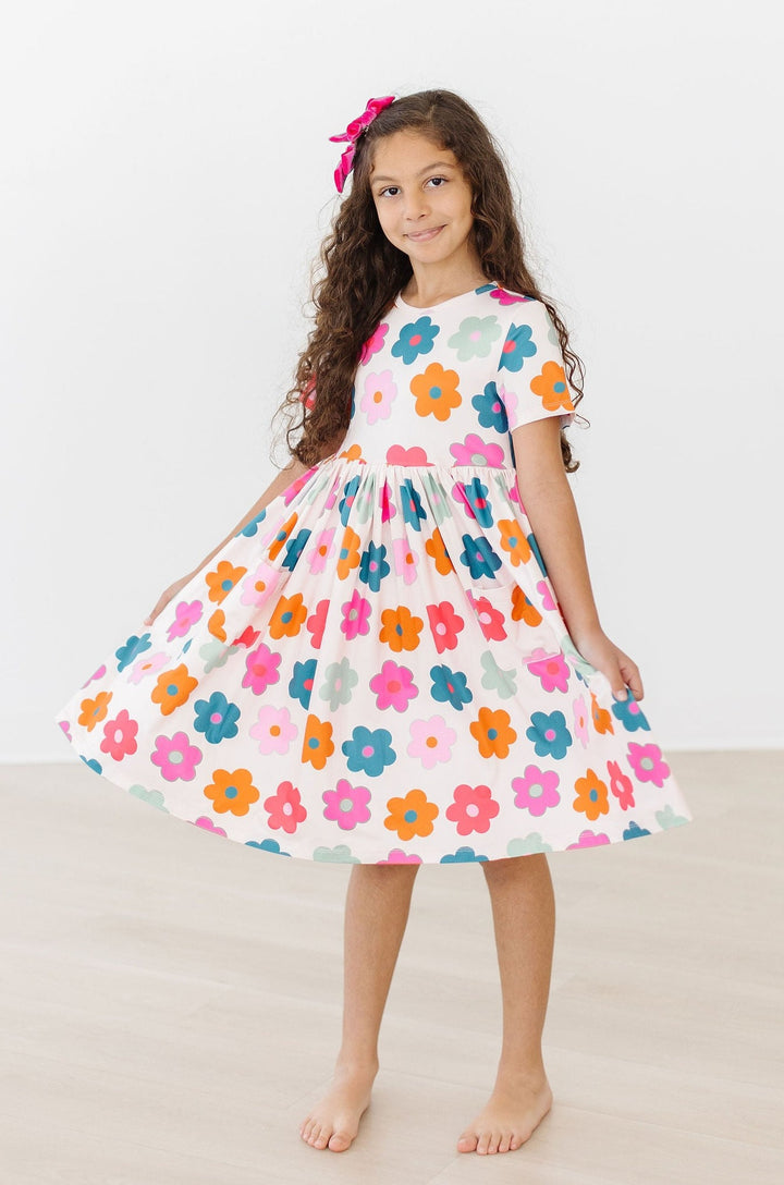 (V) Retro Floral S/S Pocket Twirl Dress-Mila & Rose ®