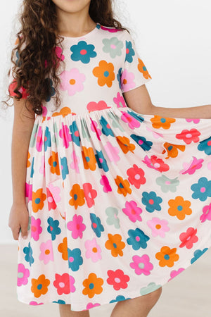 (V) Retro Floral S/S Pocket Twirl Dress-Mila & Rose ®
