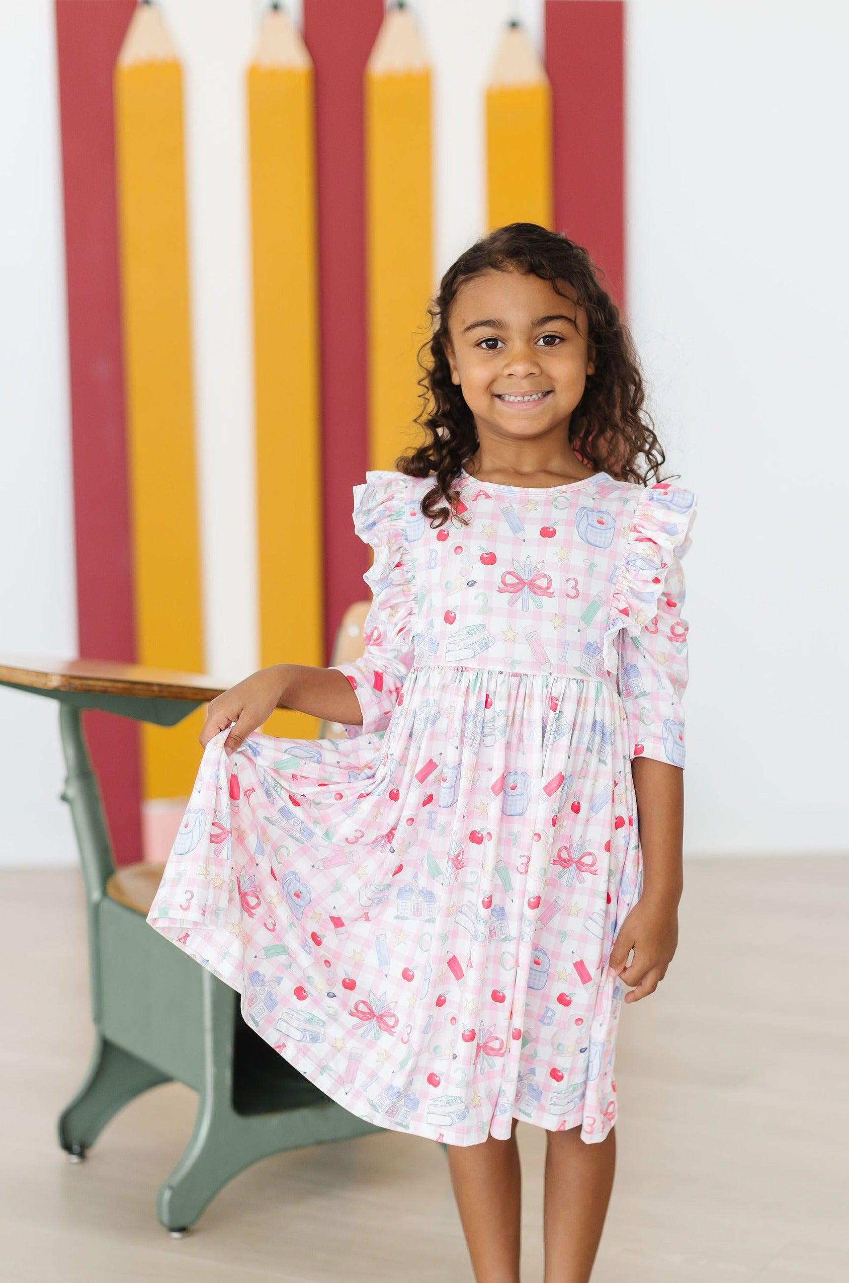School Days 3/4 Ruffle Twirl Dress | Mila & Rose School Days 3/4 Ruffle Twirl Dress | Mila & Rose