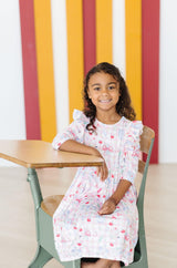 (V) School Days 3/4 Sleeve Ruffle Twirl Dress-Mila & Rose ®