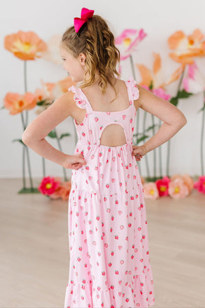 (V) Sweet Strawberries Ruffle Maxi Dress-Mila & Rose ®