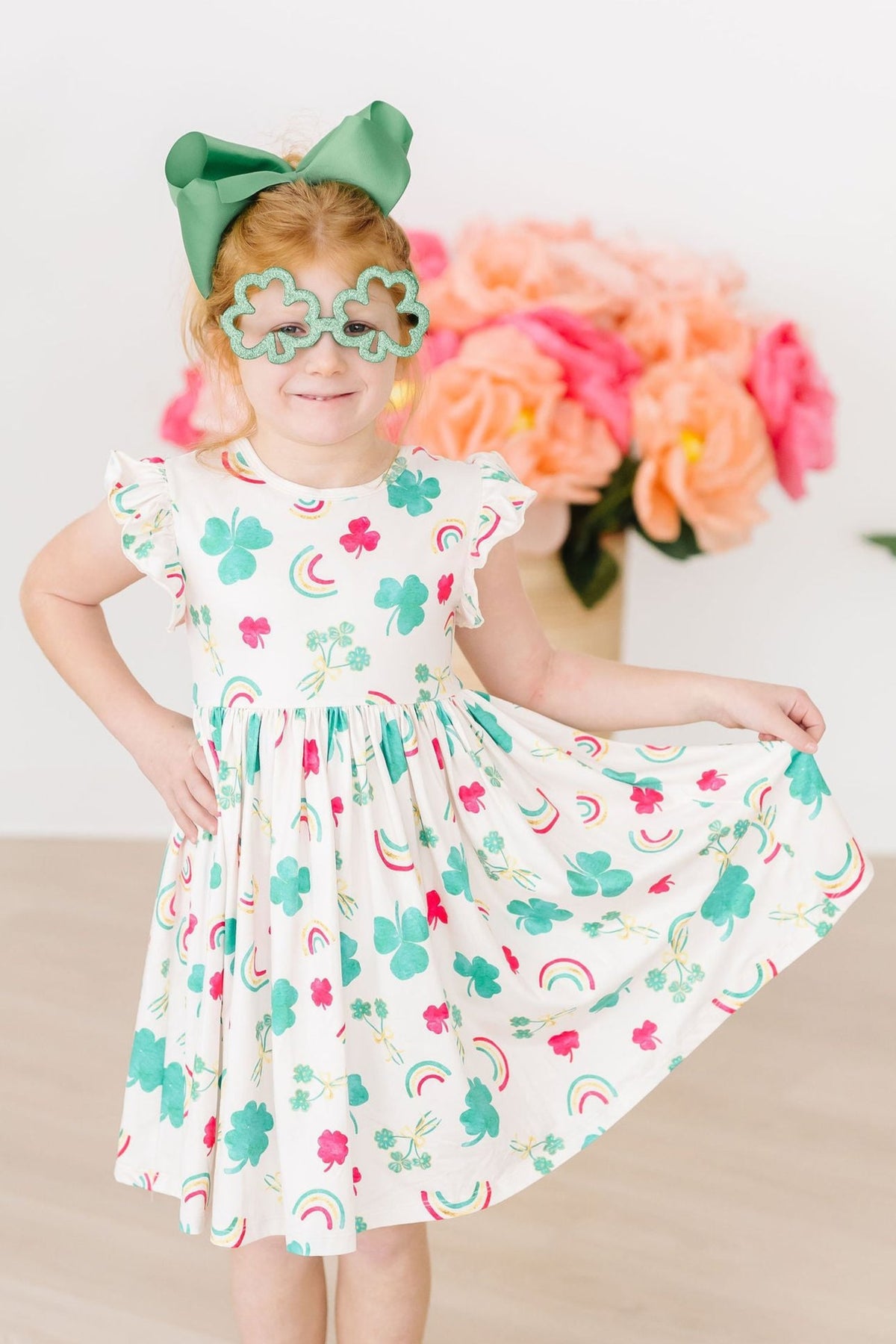 (V) Top of the Mornin' Flutter Sleeve Twirl Dress-Mila & Rose ®