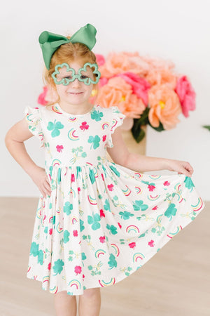 (V) Top of the Mornin' Flutter Sleeve Twirl Dress-Mila & Rose ®