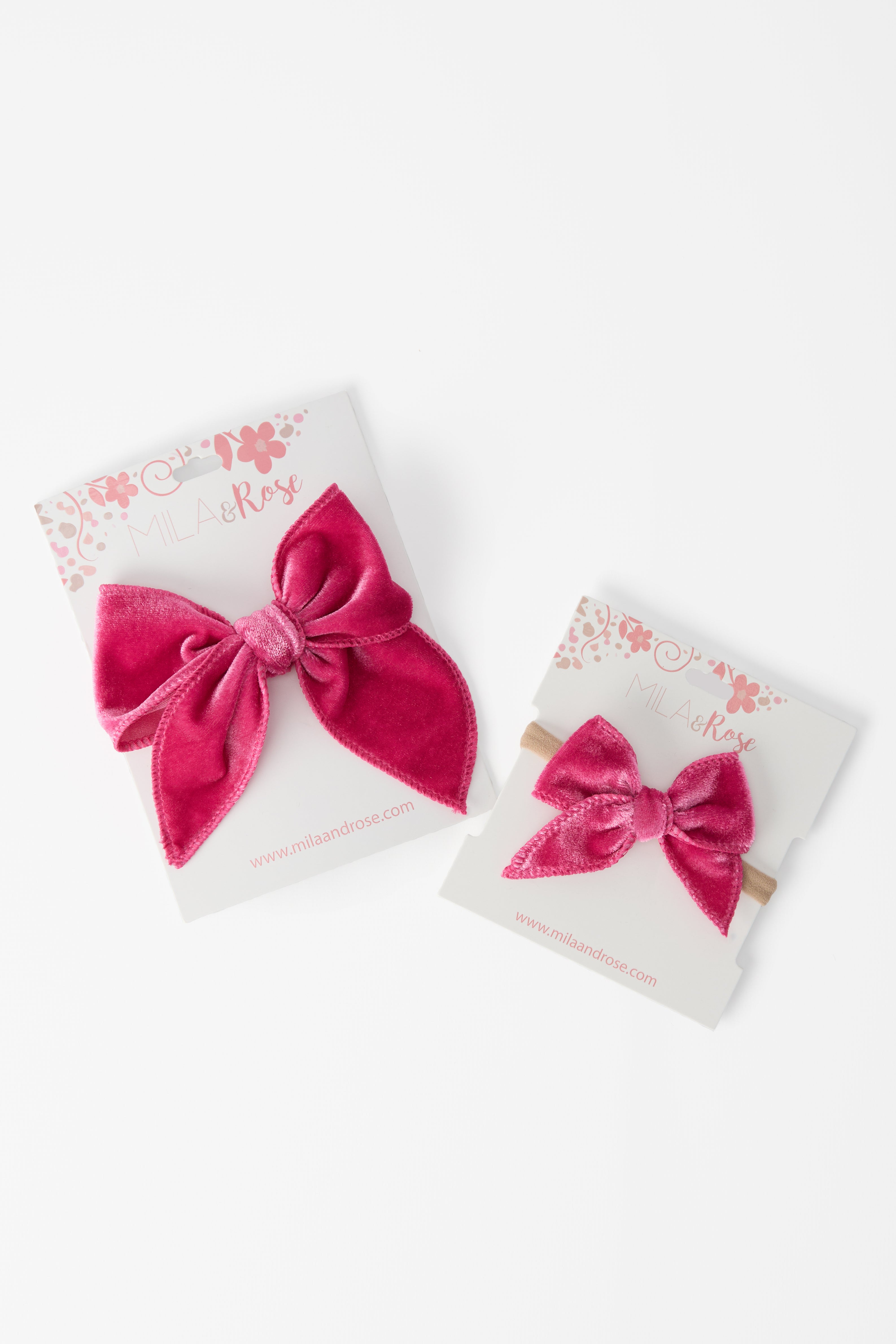 Classic Hair Bow - Magenta Velvet-Mila & Rose ®
