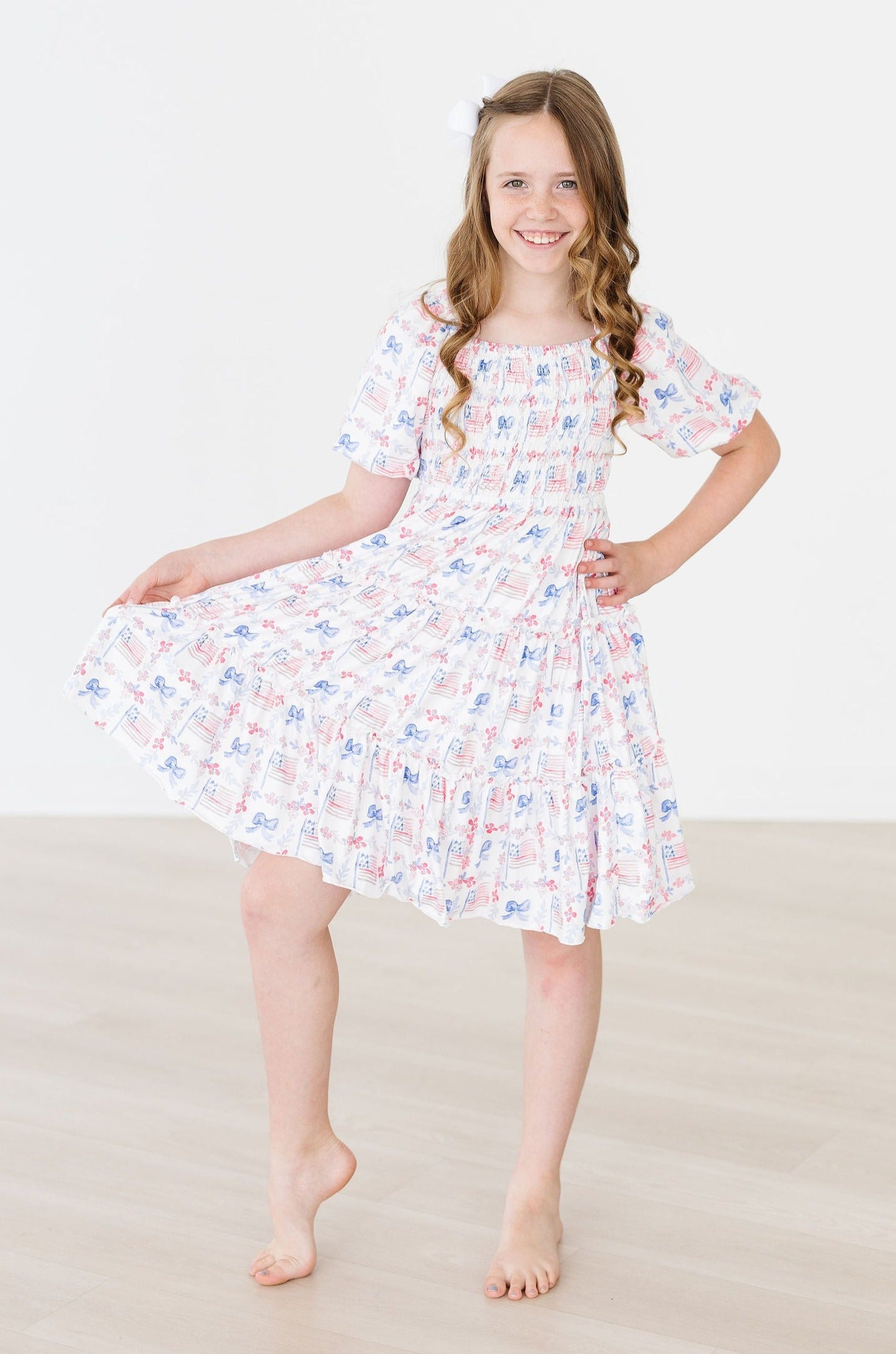 Vintage Flags Smocked Ruffle Dress-Mila & Rose ®