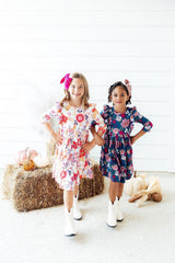 Vintage Garden 3/4 Sleeve Ruffle Twirl Dress-Mila & Rose ®