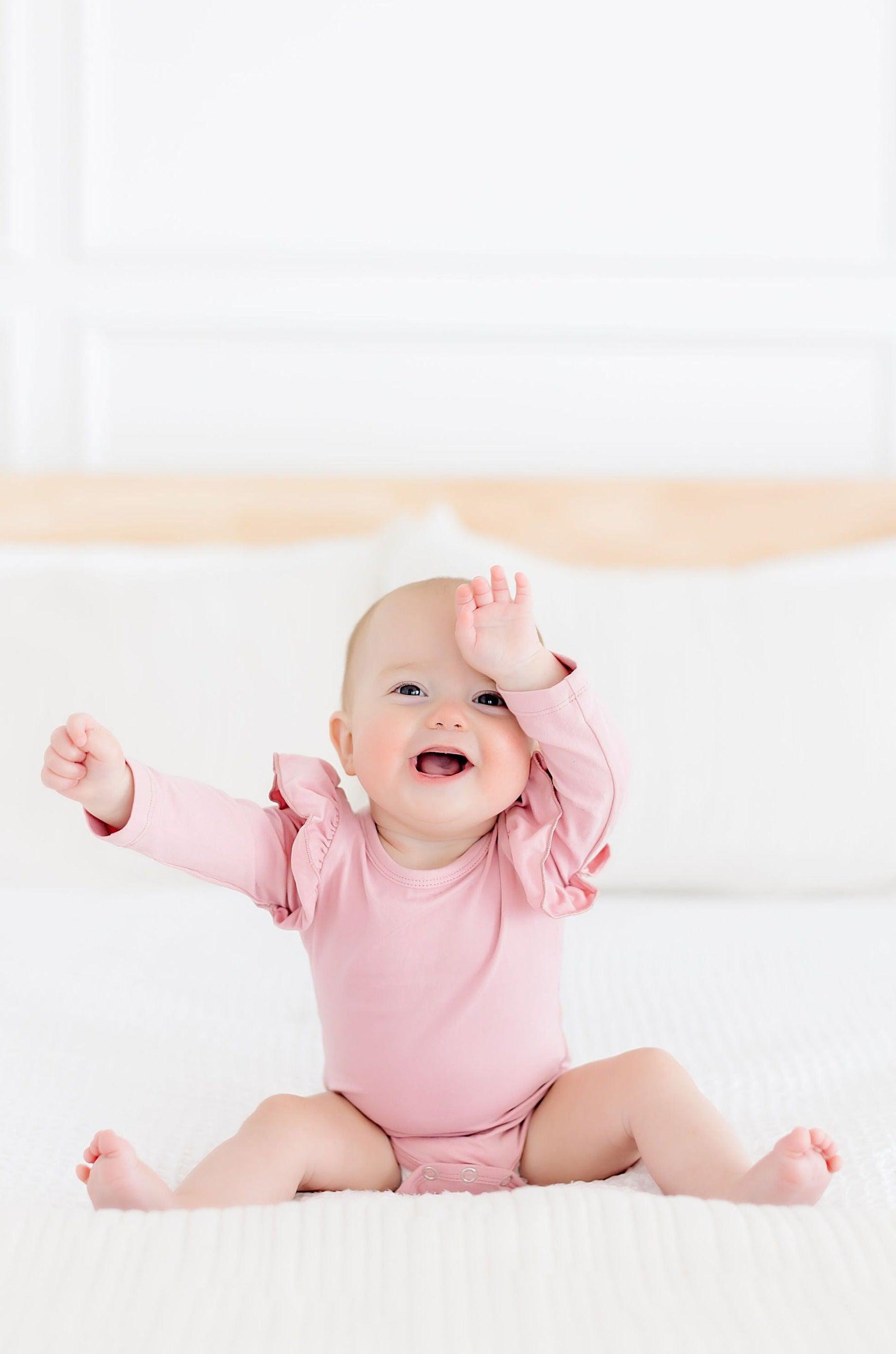 Vintage Pink L/S Flutter Bodysuit-Mila & Rose ®