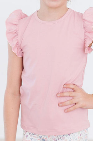 Vintage Pink S/S Ruffle Tee-Mila & Rose ®