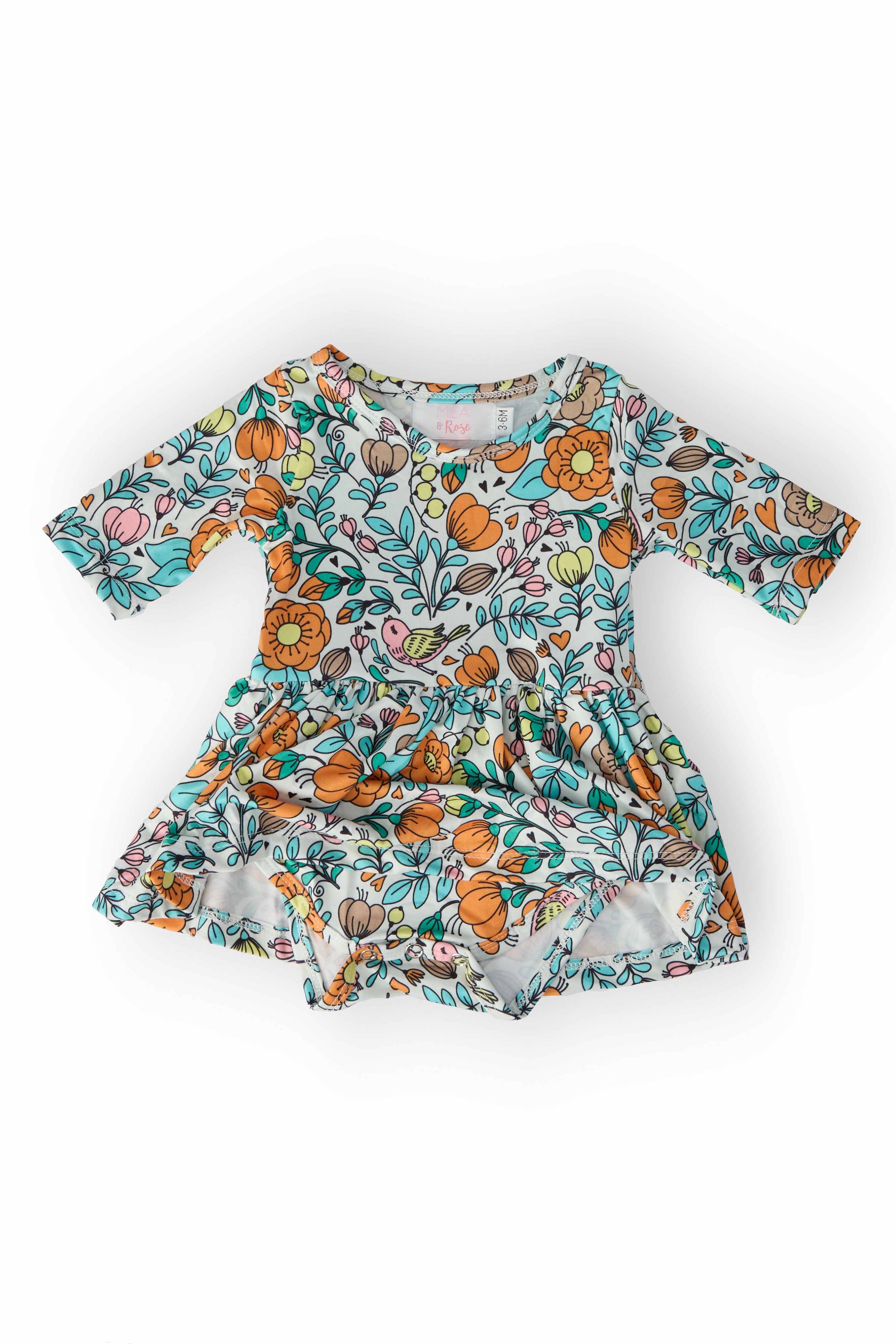 Vintage Vibes 3/4 Sleeve Twirl Bodysuit-Mila & Rose ®