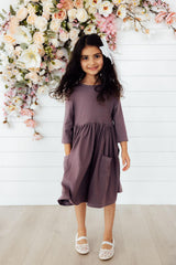 Vintage Violet 3/4 Sleeve Pocket Twirl Dress-Mila & Rose ®