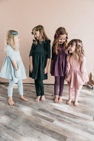 Vintage Violet 3/4 Sleeve Pocket Twirl Dress-Mila & Rose ®