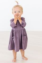 Vintage Violet 3/4 Sleeve Pocket Twirl Dress-Mila & Rose ®