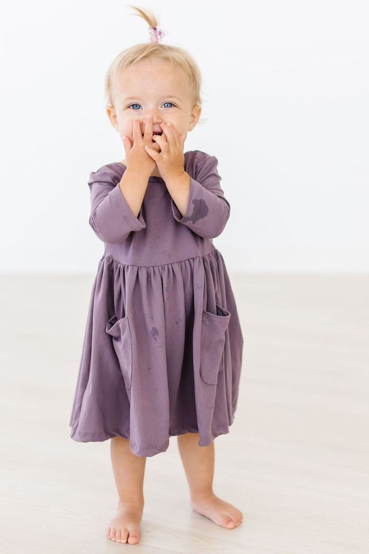 Vintage Violet 3/4 Sleeve Pocket Twirl Dress-Mila & Rose ®
