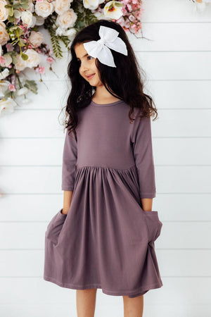 Vintage Violet 3/4 Sleeve Pocket Twirl Dress-Mila & Rose ®