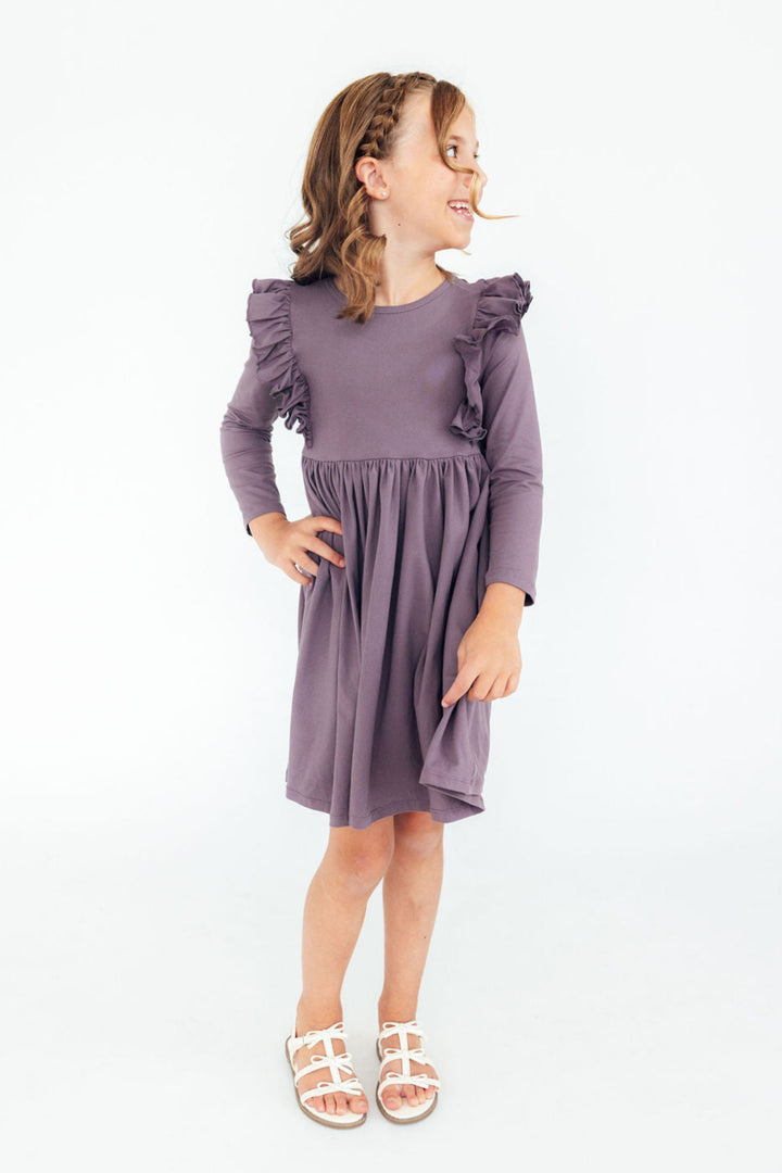 Vintage Violet L/S Ruffle Twirl Dress-Mila & Rose ®