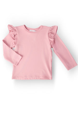 Vintage Pink L/S Ruffle Tee-Mila & Rose ®