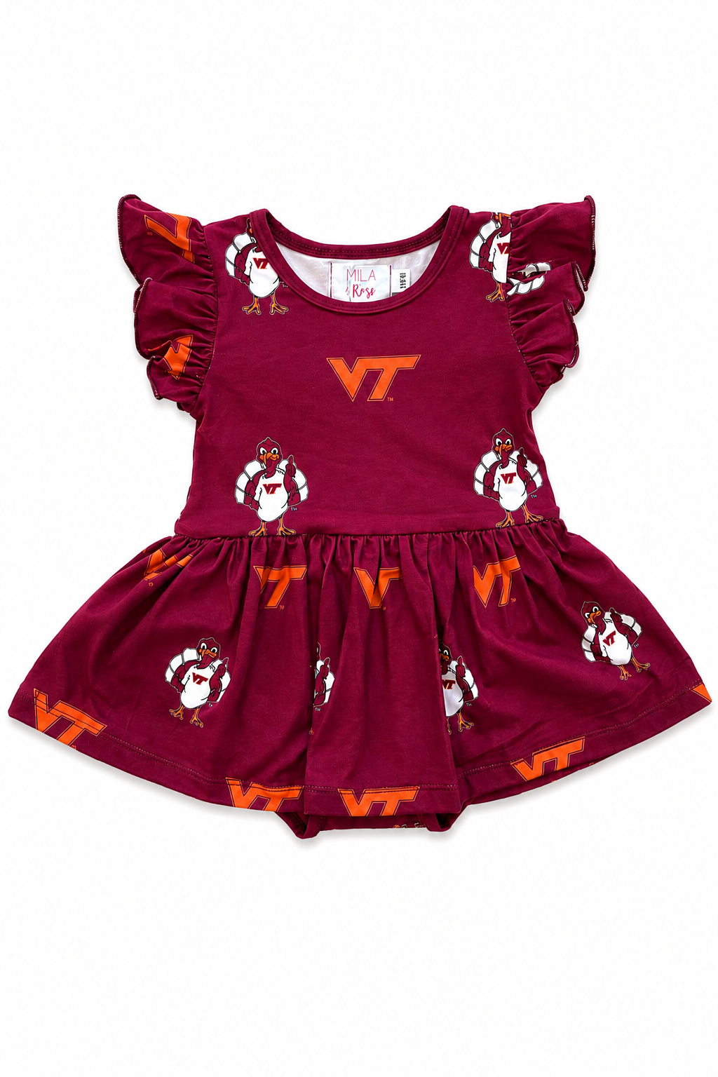 Virginia Tech Maroon Hokie S/S Flutter Twirl Bodysuit
