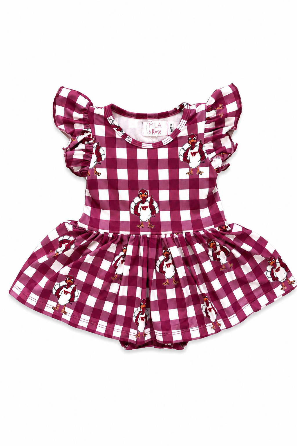 Virginia Tech Plaid Hokie S/S Flutter Twirl Bodysuit