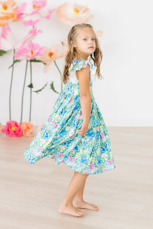 Watercolor Butterflies Flutter Sleeve Twirl Dress-Mila & Rose ®