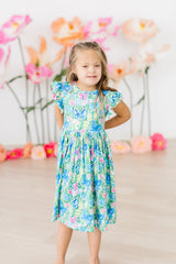Watercolor Butterflies Flutter Sleeve Twirl Dress-Mila & Rose ®