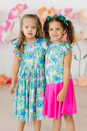 Watercolor Butterflies S/S Ruffle Tee-Mila & Rose ®