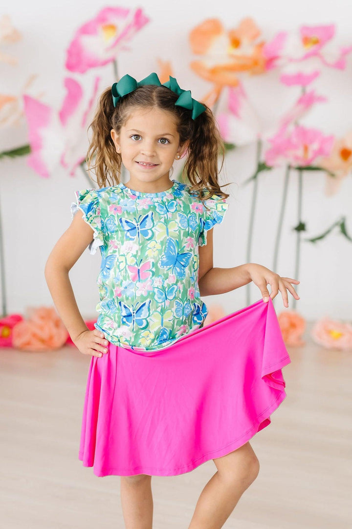 Watercolor Butterflies S/S Ruffle Tee-Mila & Rose ®