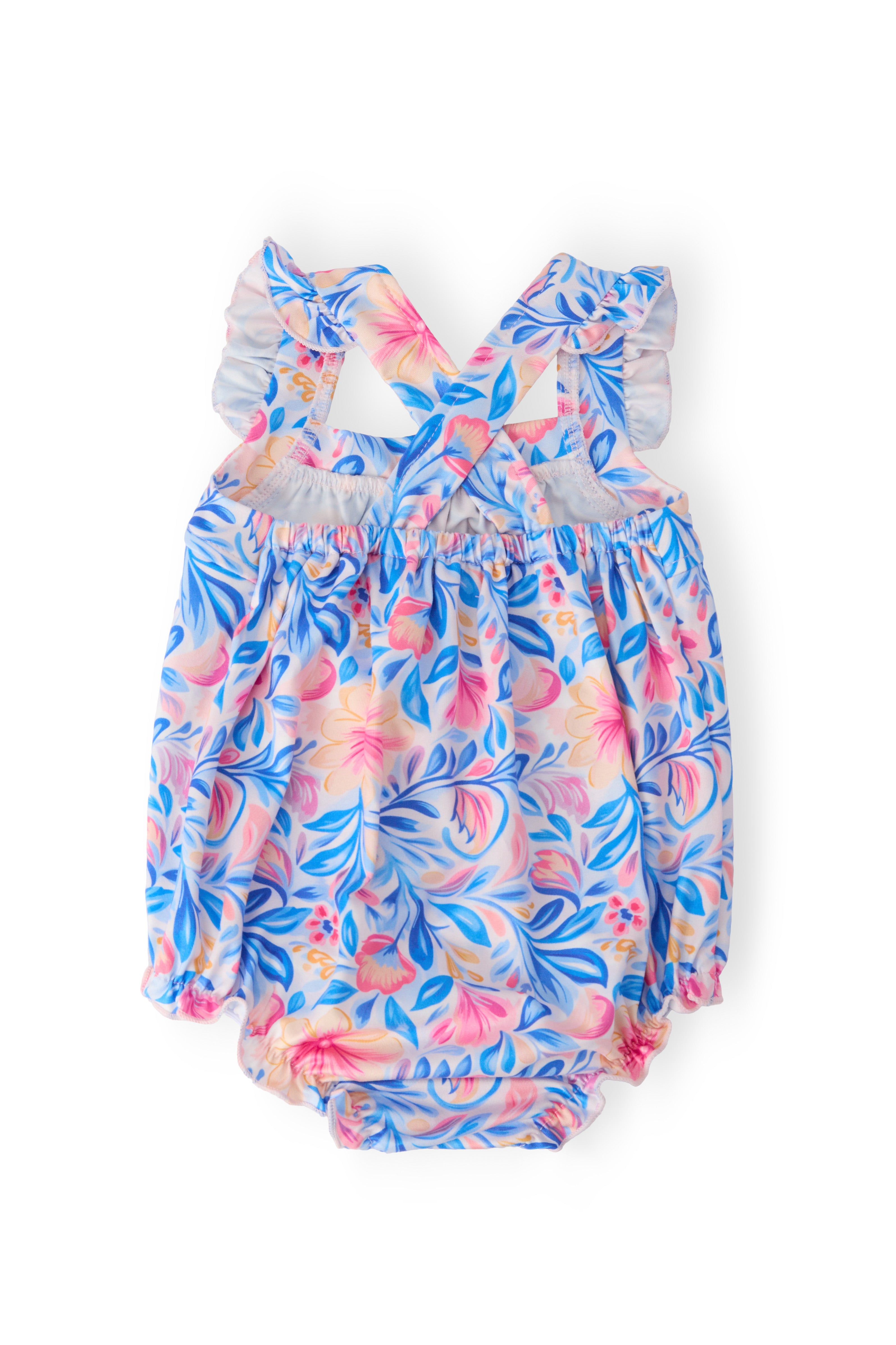 Watercolor Floral Ruffle Cross Back Romper-Mila & Rose ®