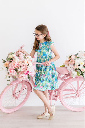 Watercolor Butterflies Flutter Sleeve Twirl Dress-Mila & Rose ®