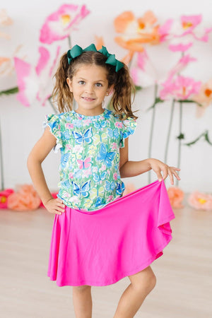 Watercolor Butterflies S/S Ruffle Tee-Mila & Rose ®