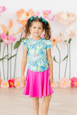 Watercolor Butterflies S/S Ruffle Tee-Mila & Rose ®