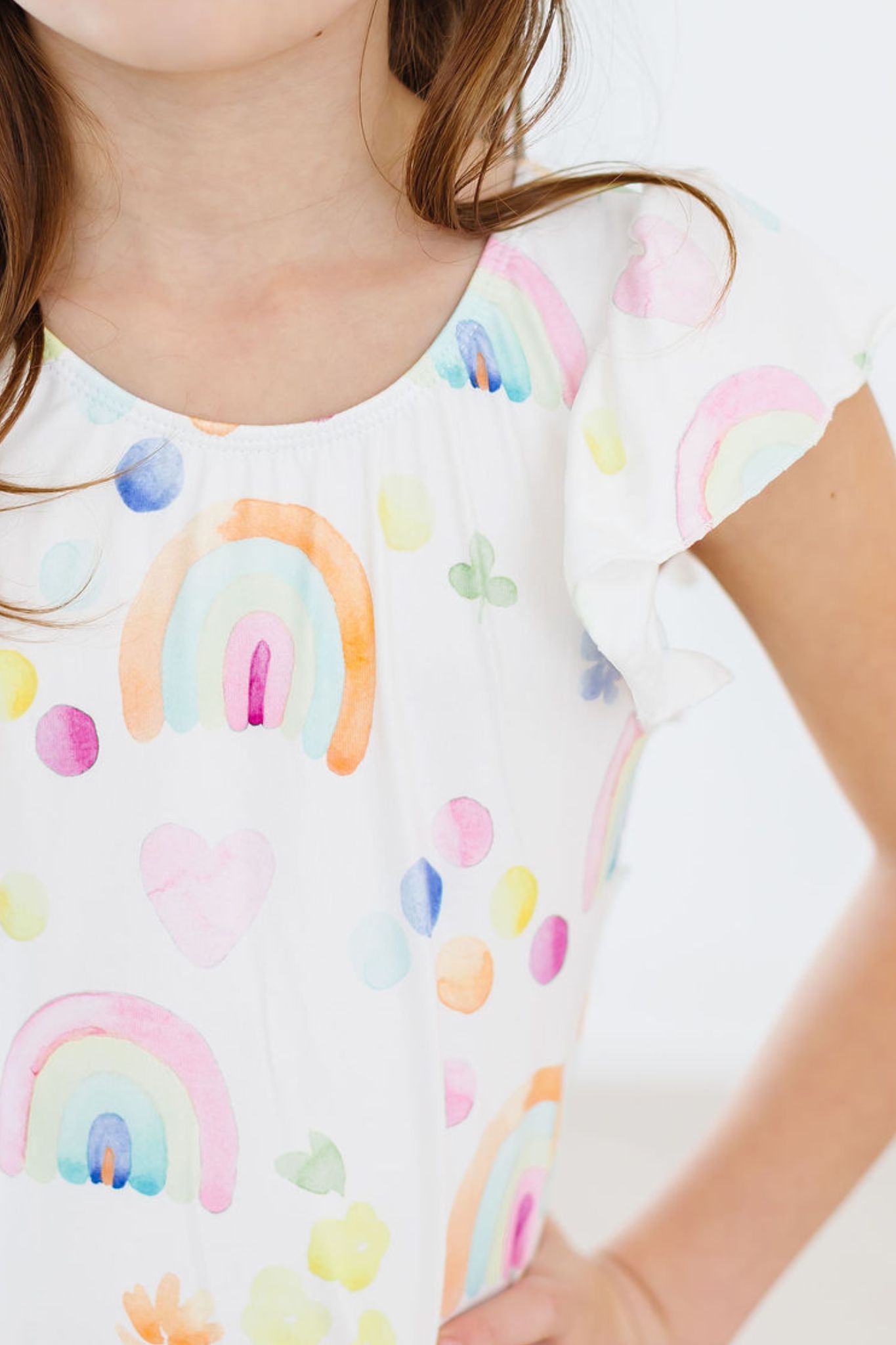 SALE Watercolor Rainbows S/S Flutter Sleeve Leotard-Mila & Rose ®