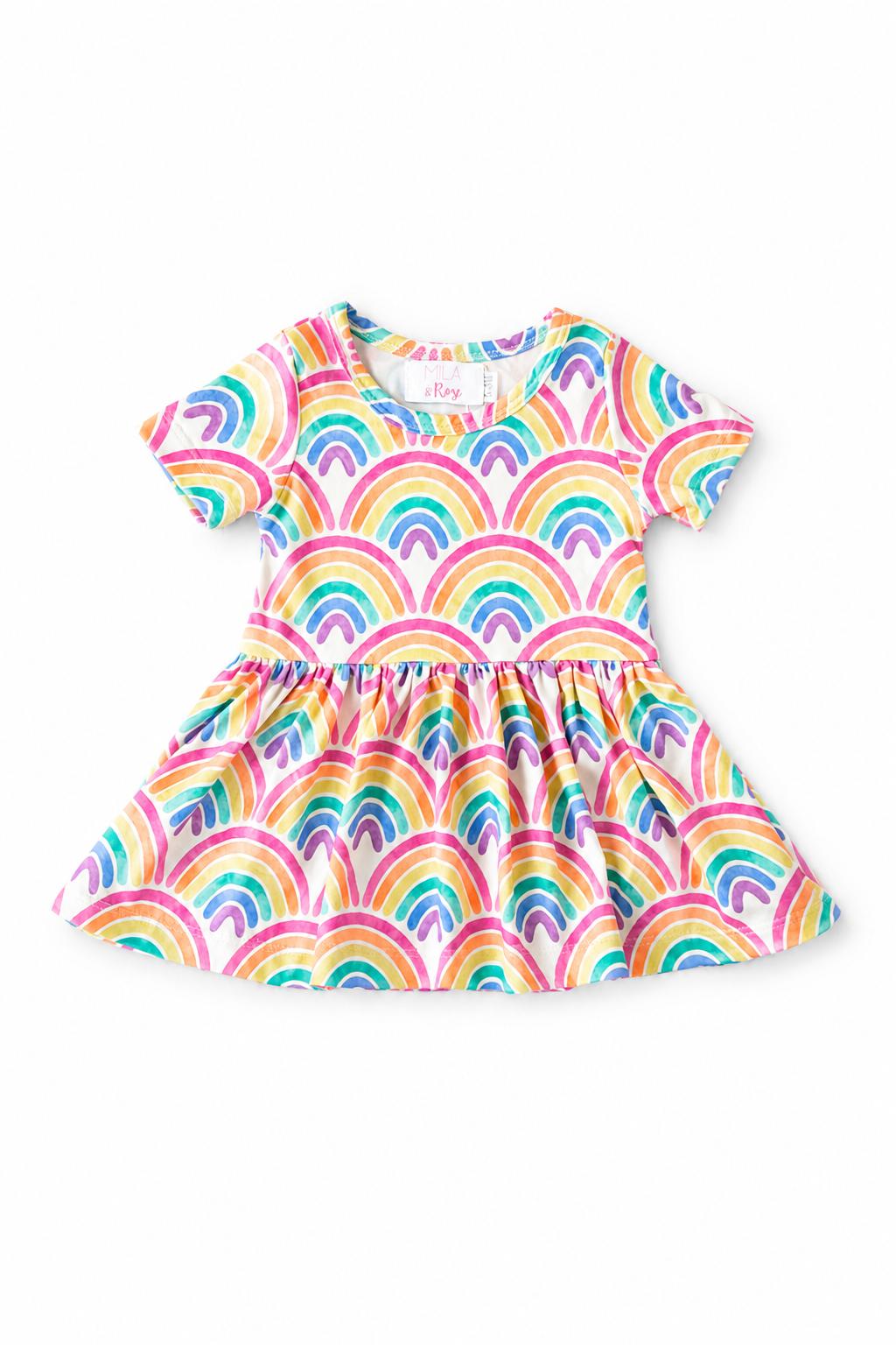 Watercolor Rainbows S/S Twirl Bodysuit-Mila & Rose ®