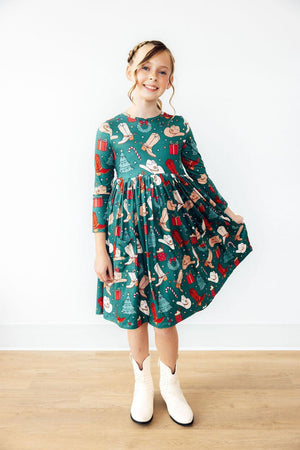 Western Wonderland L/S Pocket Twirl Dress-Mila & Rose ®