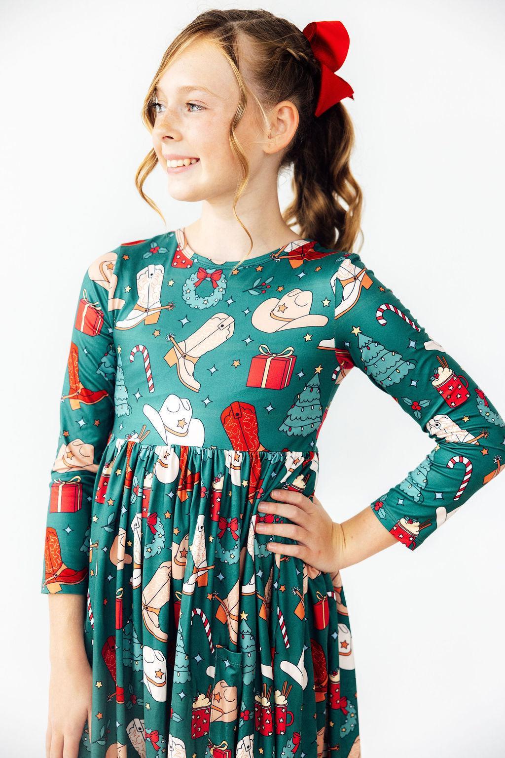Western Wonderland L/S Pocket Twirl Dress-Mila & Rose ®