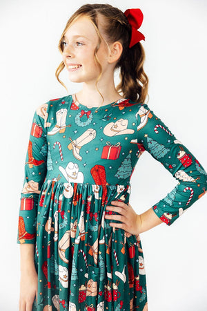 Western Wonderland L/S Pocket Twirl Dress-Mila & Rose ®