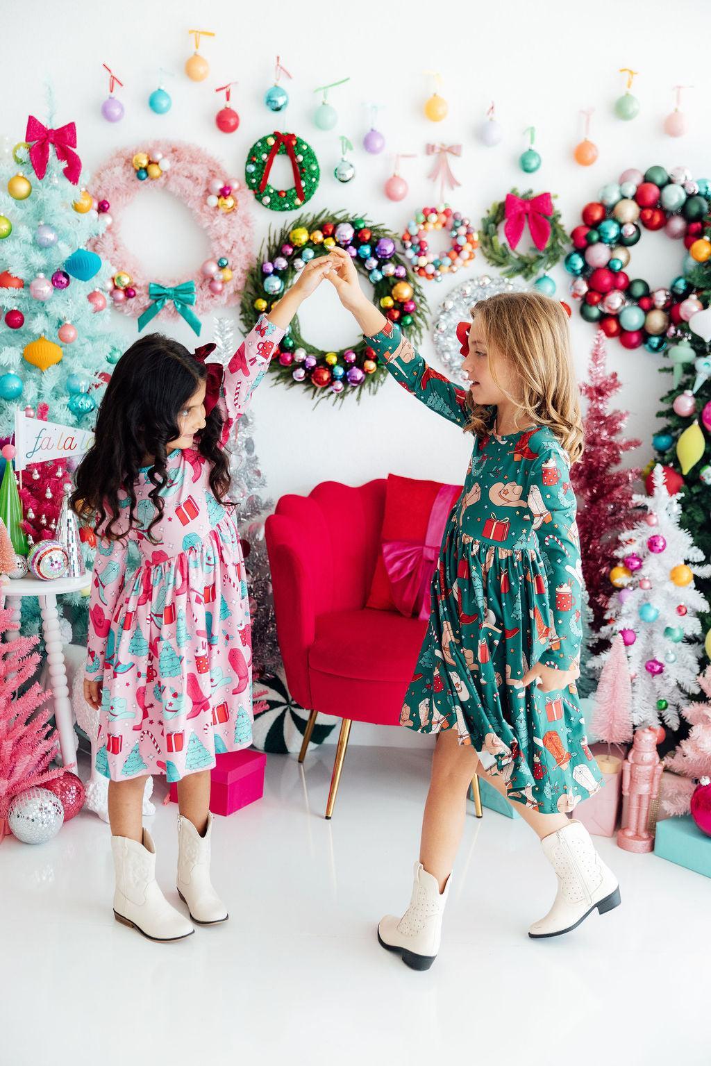 Western Wonderland L/S Pocket Twirl Dress-Mila & Rose ®