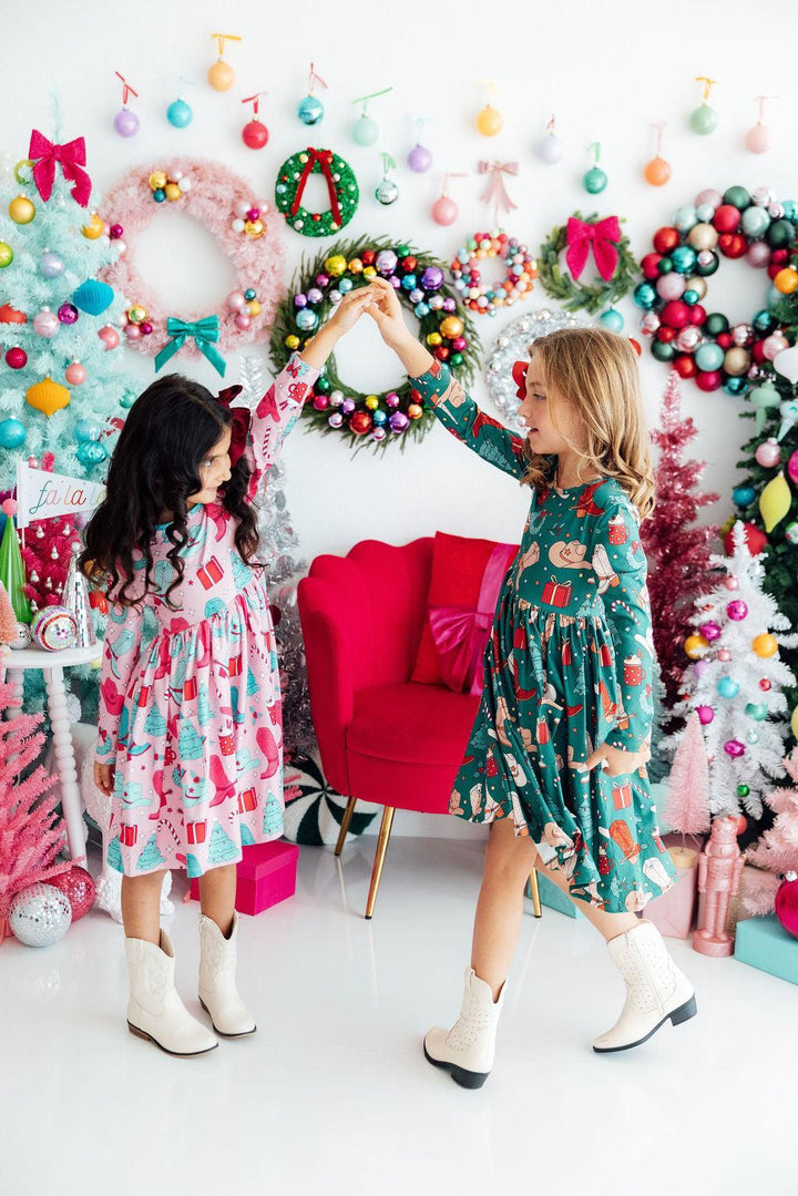 Western Wonderland L/S Pocket Twirl Dress-Mila & Rose ®