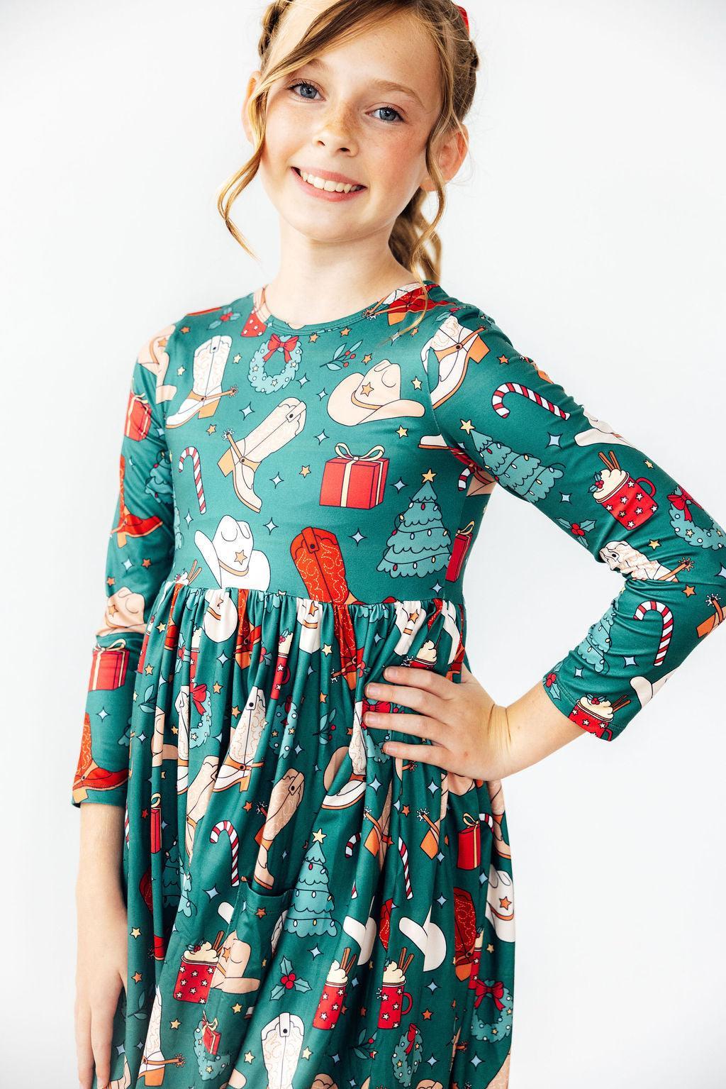 Western Wonderland L/S Pocket Twirl Dress-Mila & Rose ®