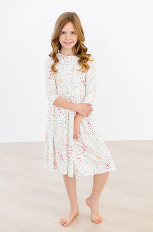SALE Whimsical Wildflowers 3/4 Sleeve Pocket Twirl Dress-Mila & Rose ®
