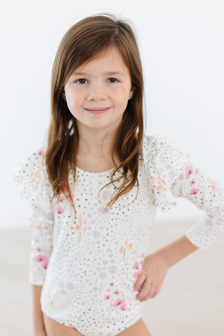 Whimsical Wildflowers L/S Flutter Sleeve Leotard-Mila & Rose ®