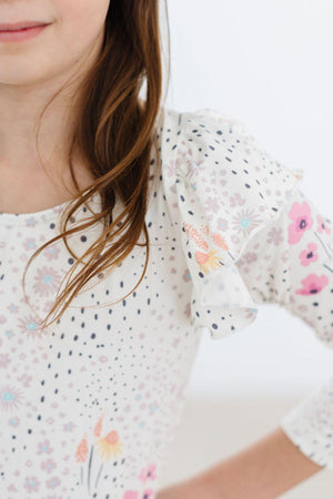 Whimsical Wildflowers L/S Flutter Sleeve Leotard-Mila & Rose ®