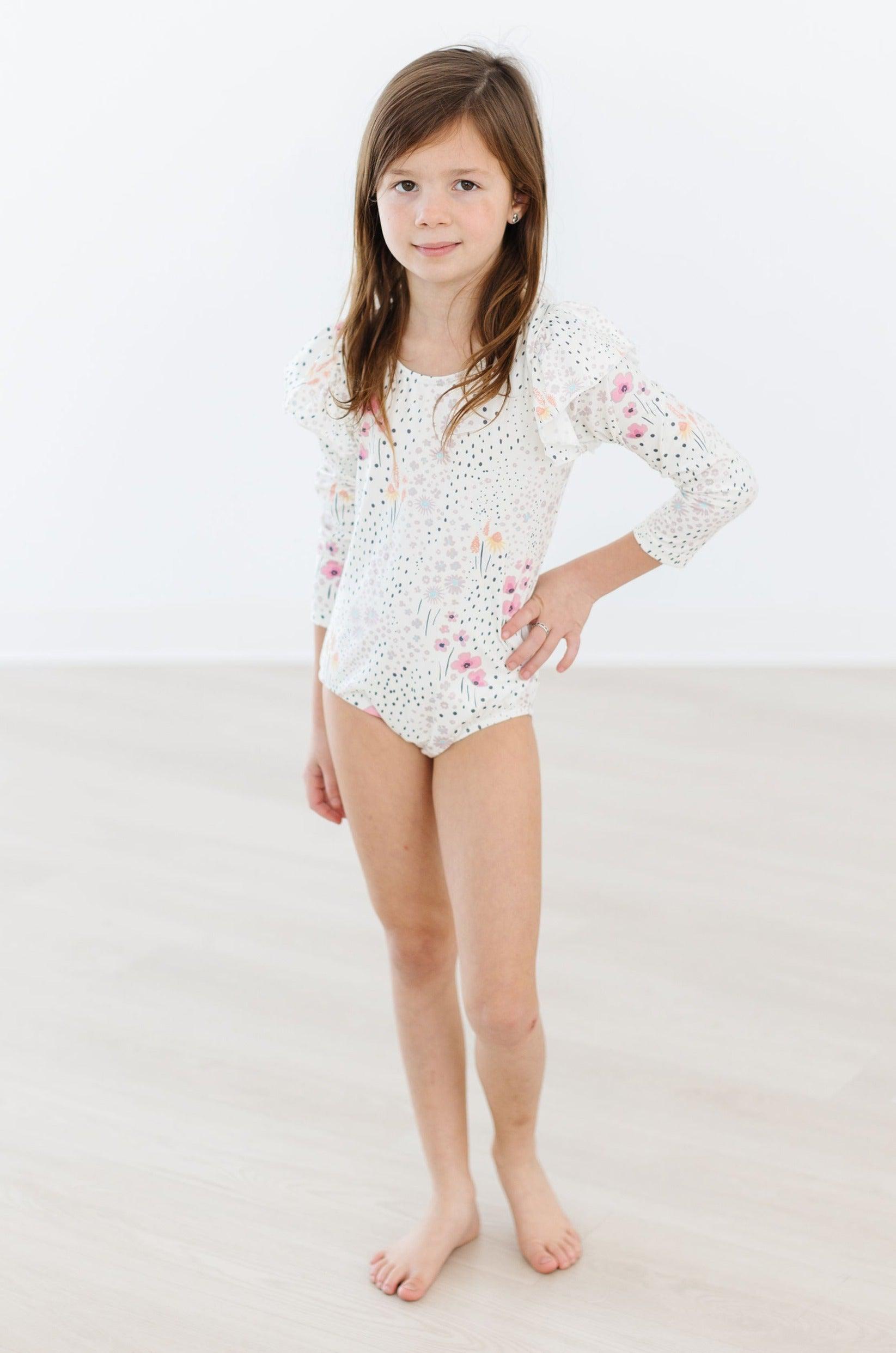 Whimsical Wildflowers L/S Flutter Sleeve Leotard-Mila & Rose ®