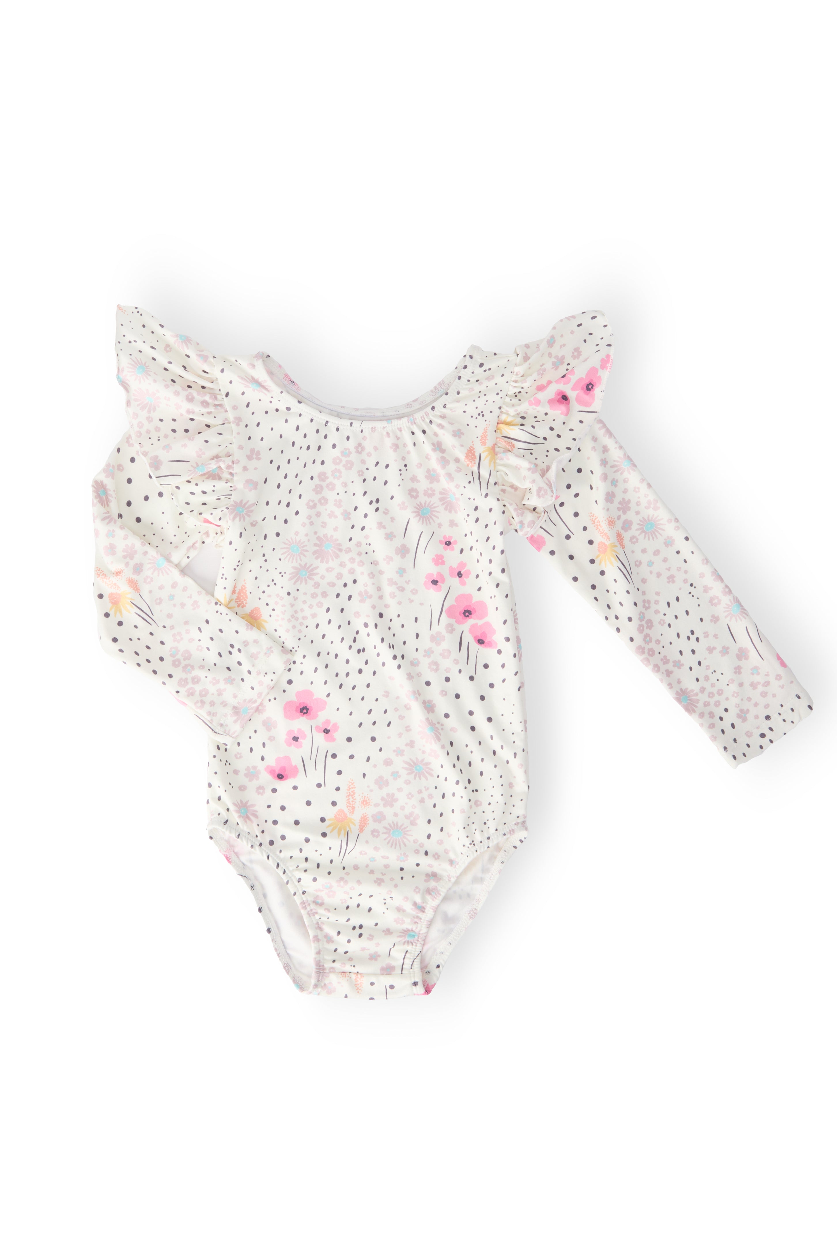 Whimsical Wildflowers L/S Flutter Sleeve Leotard-Mila & Rose ®